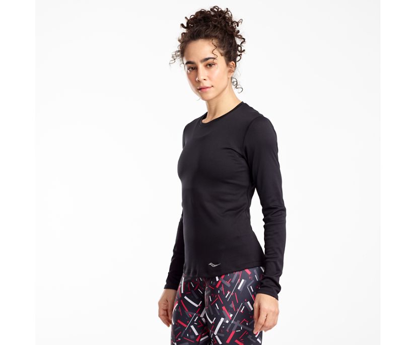 Women's Saucony Stopwatch Long Sleeve Shirts Black | Singapore 294ILHS